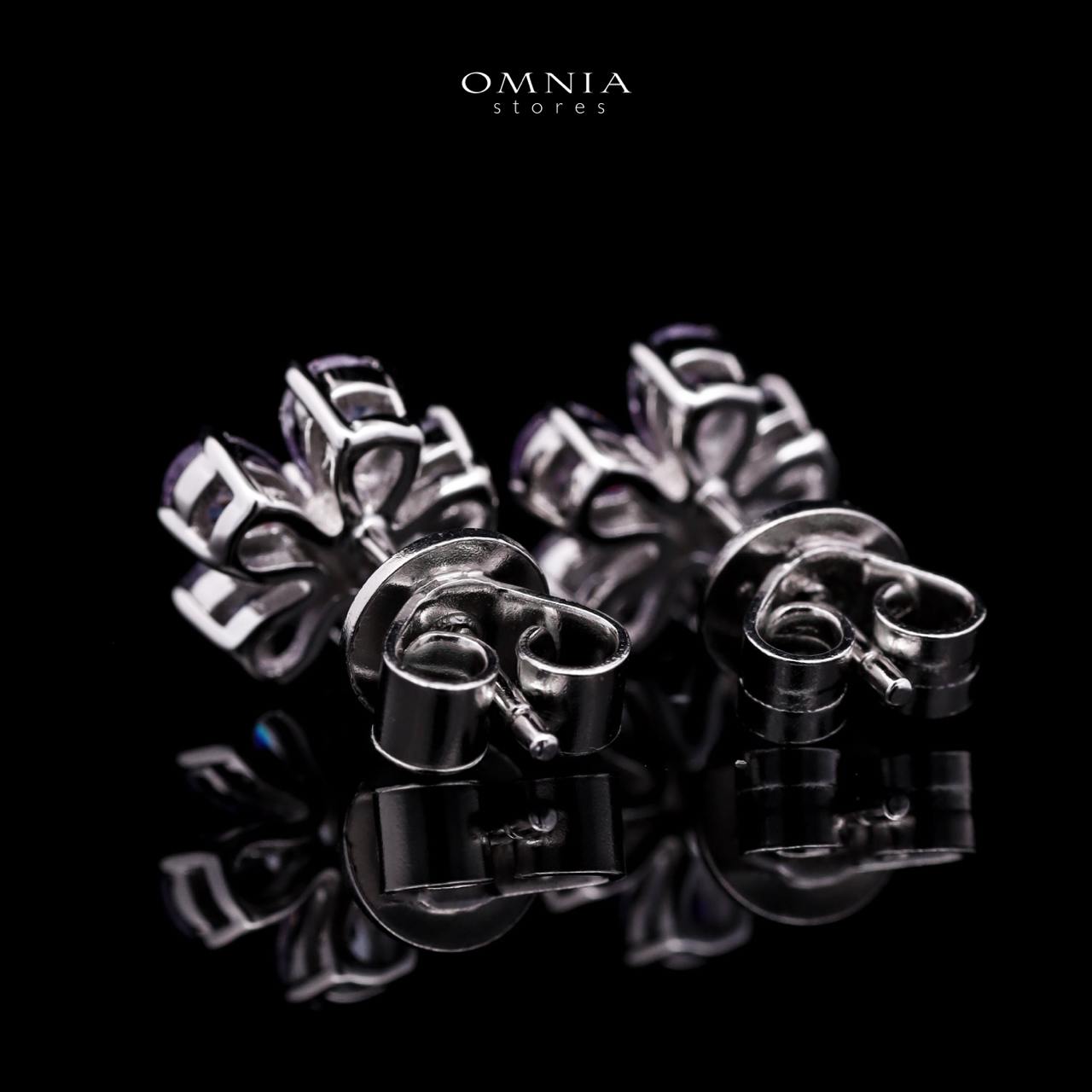 Omnia Purple Bloom Stud Earrings In 92.5 Silver with High Quality Simulated Diamonds - OMNIASTORES UAE