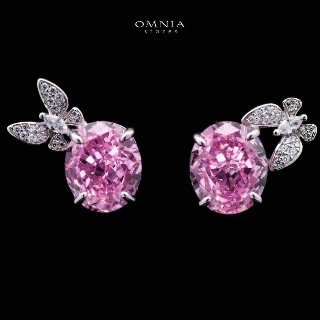 Omnia Maysun Pink Earrings in 925 Silver with High Quality Simulated Diamonds - OMNIASTORES UAE