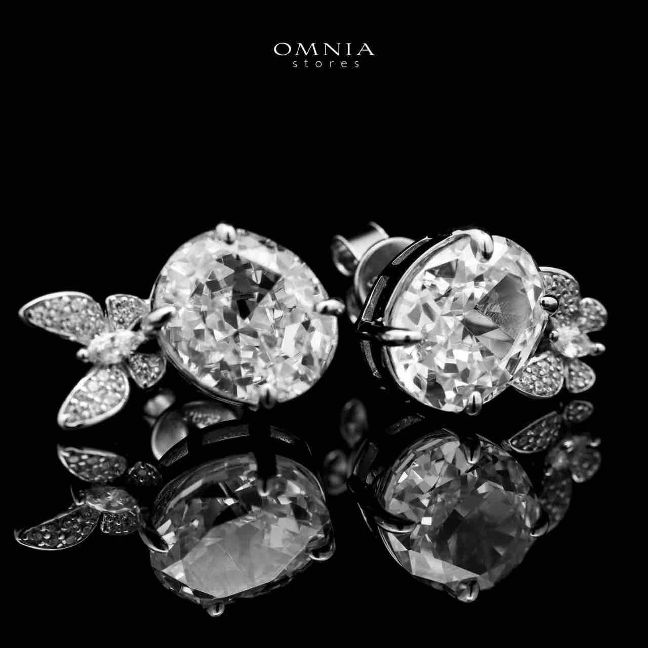 Omnia Maysun Pure White Earrings in 92.5 Silver with High Quality Simulated Diamonds - OMNIASTORES UAE