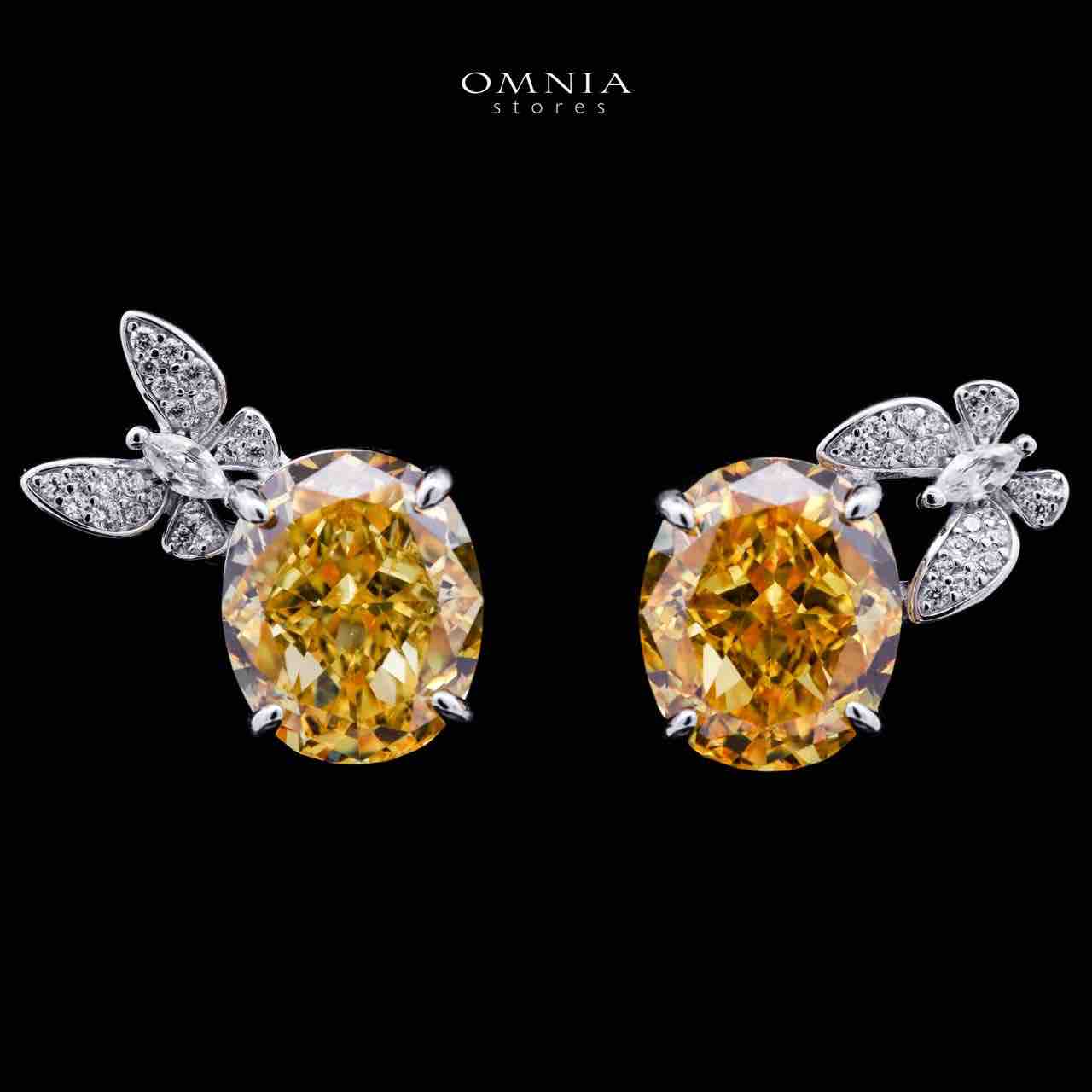 Omnia Maysun Earrings In 925 Silver High Quality Simulated Diamonds - OMNIASTORES UAE