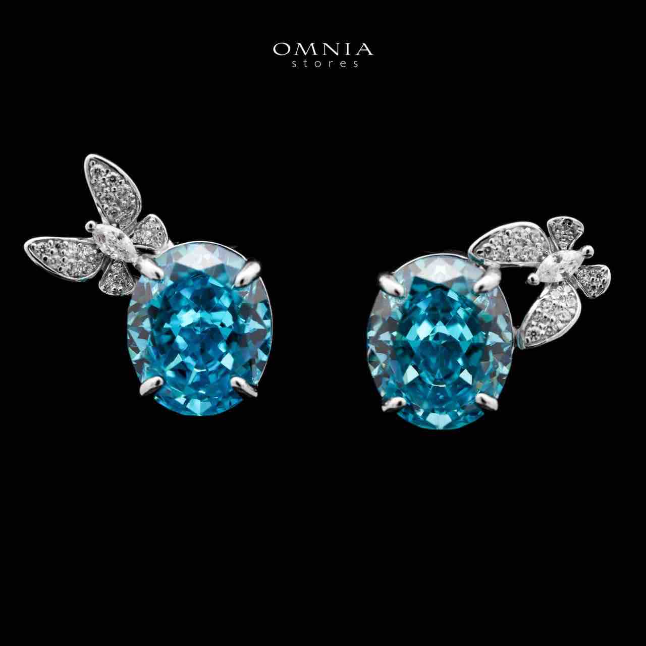 Omnia Maysun Baby Blue Earrings in 92.5 Silver with High Quality Simulated Diamonds - OMNIASTORES UAE
