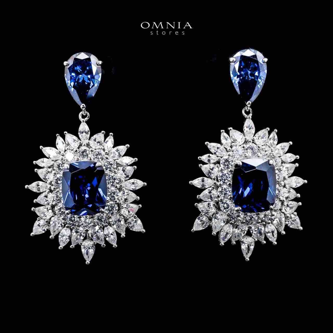 Omnia Thalia Blue Earring in 92.5 Silver High Quality Simulated diamonds - OMNIASTORES UAE