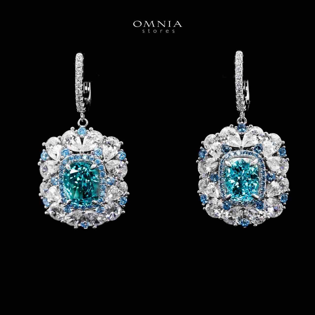 Doha Blue Floral Earrings In 925 Silver High Quality Simulated Diamonds - OMNIASTORES UAE