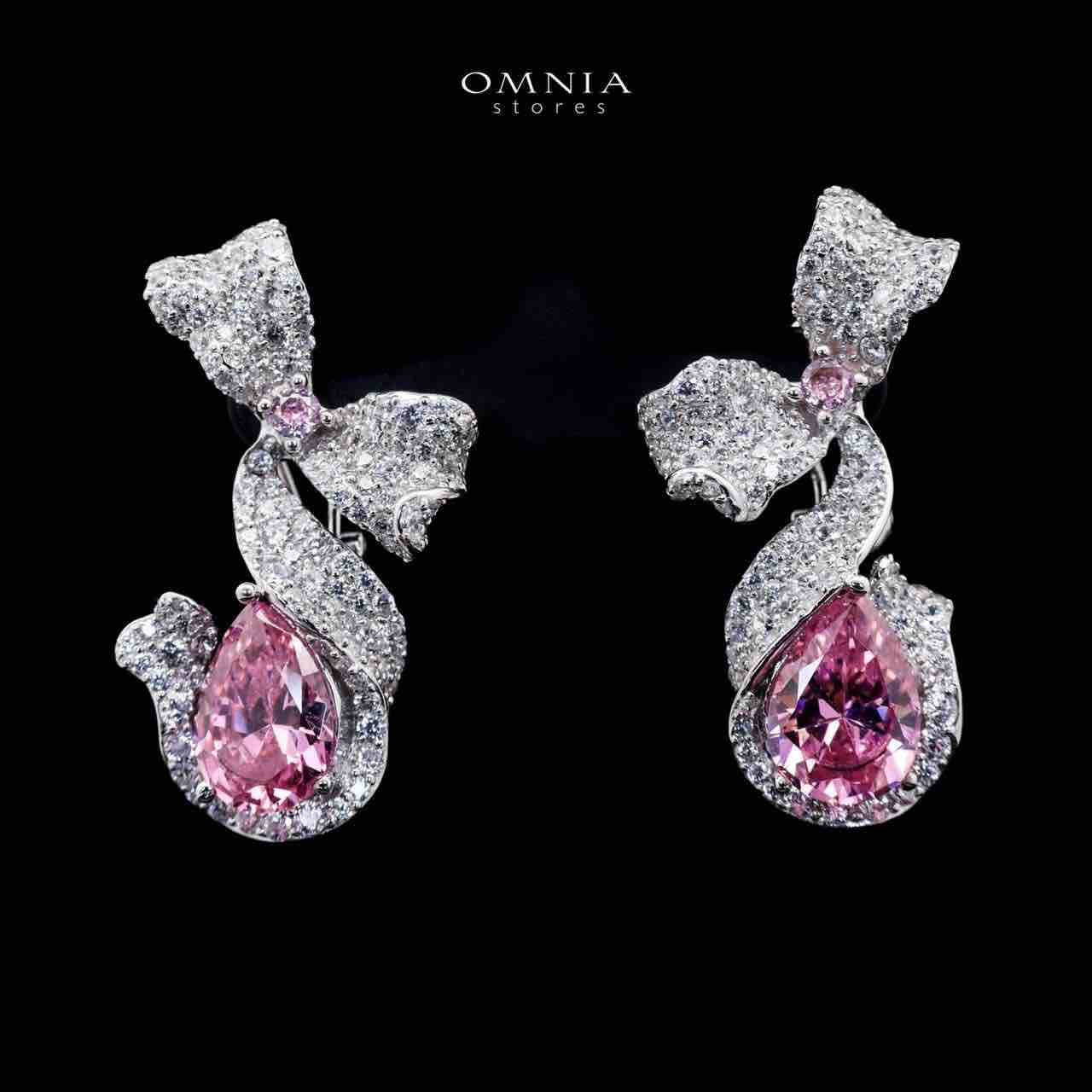 Omnia Pink Ribbon Earrings in 92.5 Silver with High Quality Simulated Diamonds - OMNIASTORES UAE