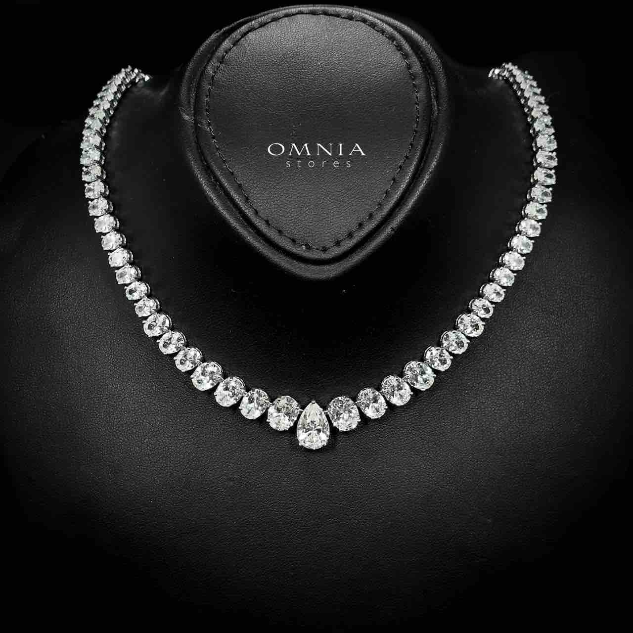 Omnia Sirah Necklace 925 Silver in High Quality White Simulated Diamonds Stones - OMNIASTORES UAE