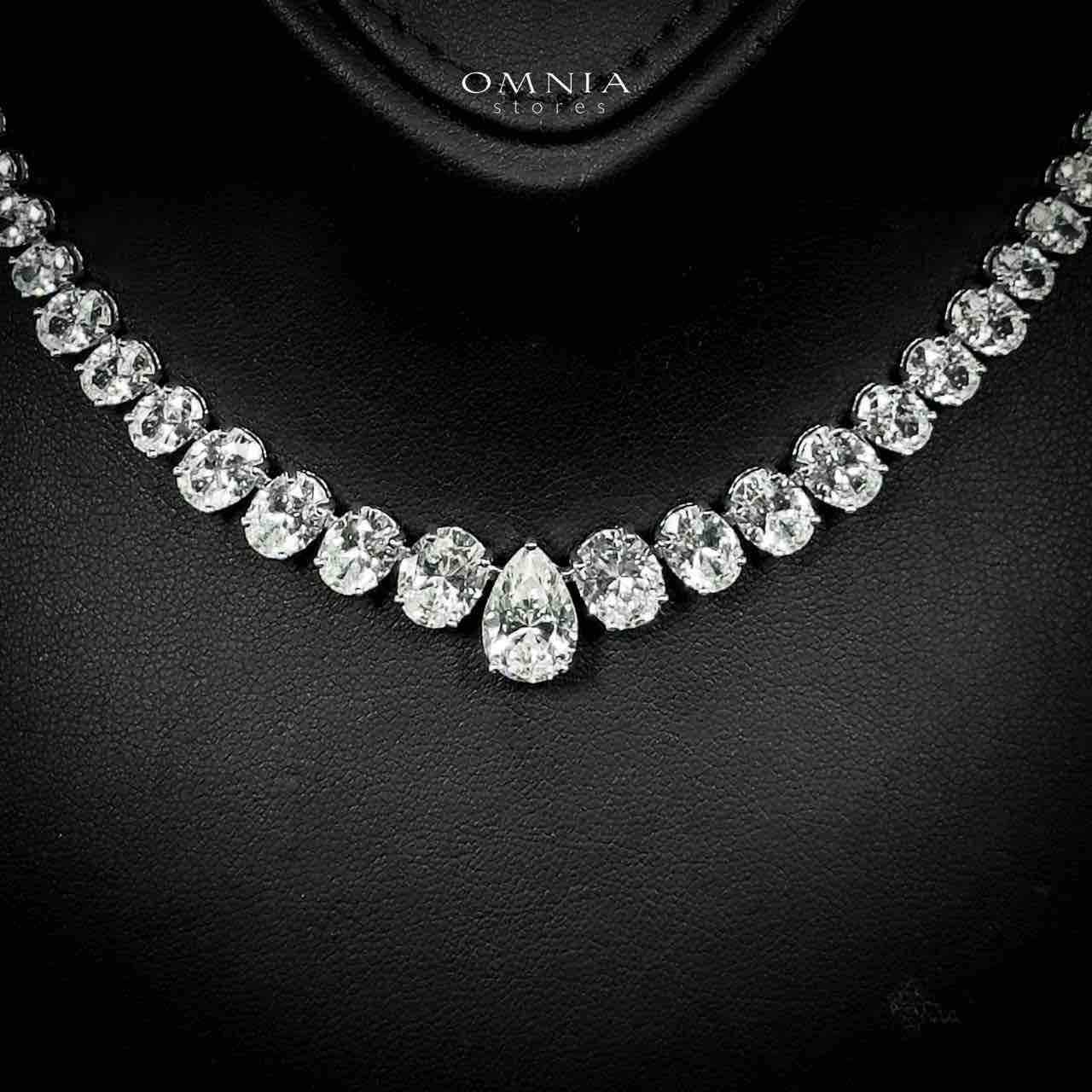 Omnia Sirah Necklace 925 Silver in High Quality White Simulated Diamonds Stones - OMNIASTORES UAE