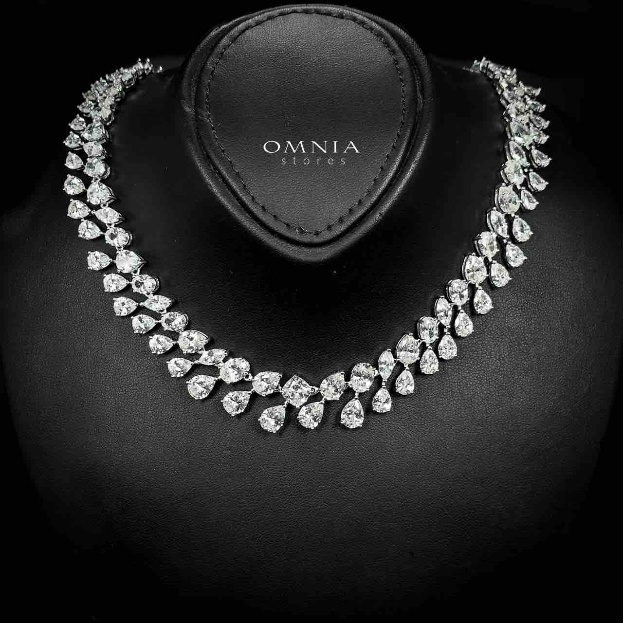 Omnia Zubaida Necklace 925 Silver in High Quality White Simulated Diamonds Stones - OMNIASTORES UAE