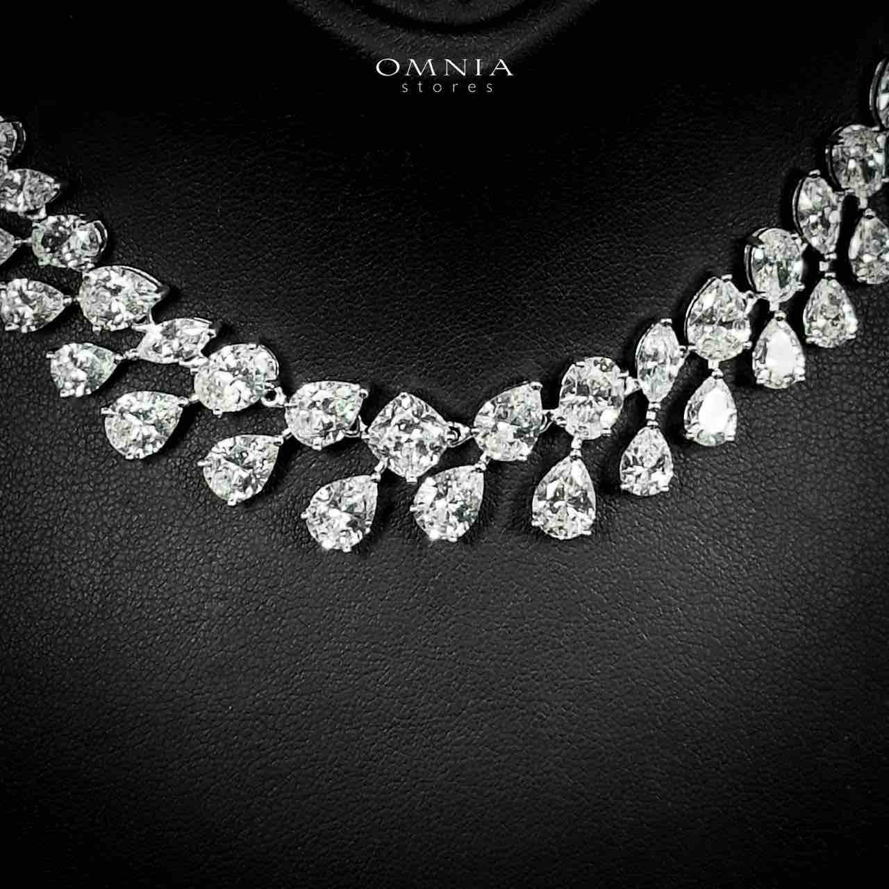 Omnia Zubaida Necklace 925 Silver in High Quality White Simulated Diamonds Stones - OMNIASTORES UAE