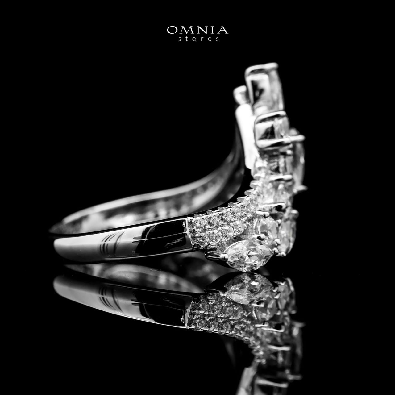 Omnia Amalina Silver Ring in 925 Silver with High Quality White Simulated Diamonds Stones - OMNIASTORES UAE