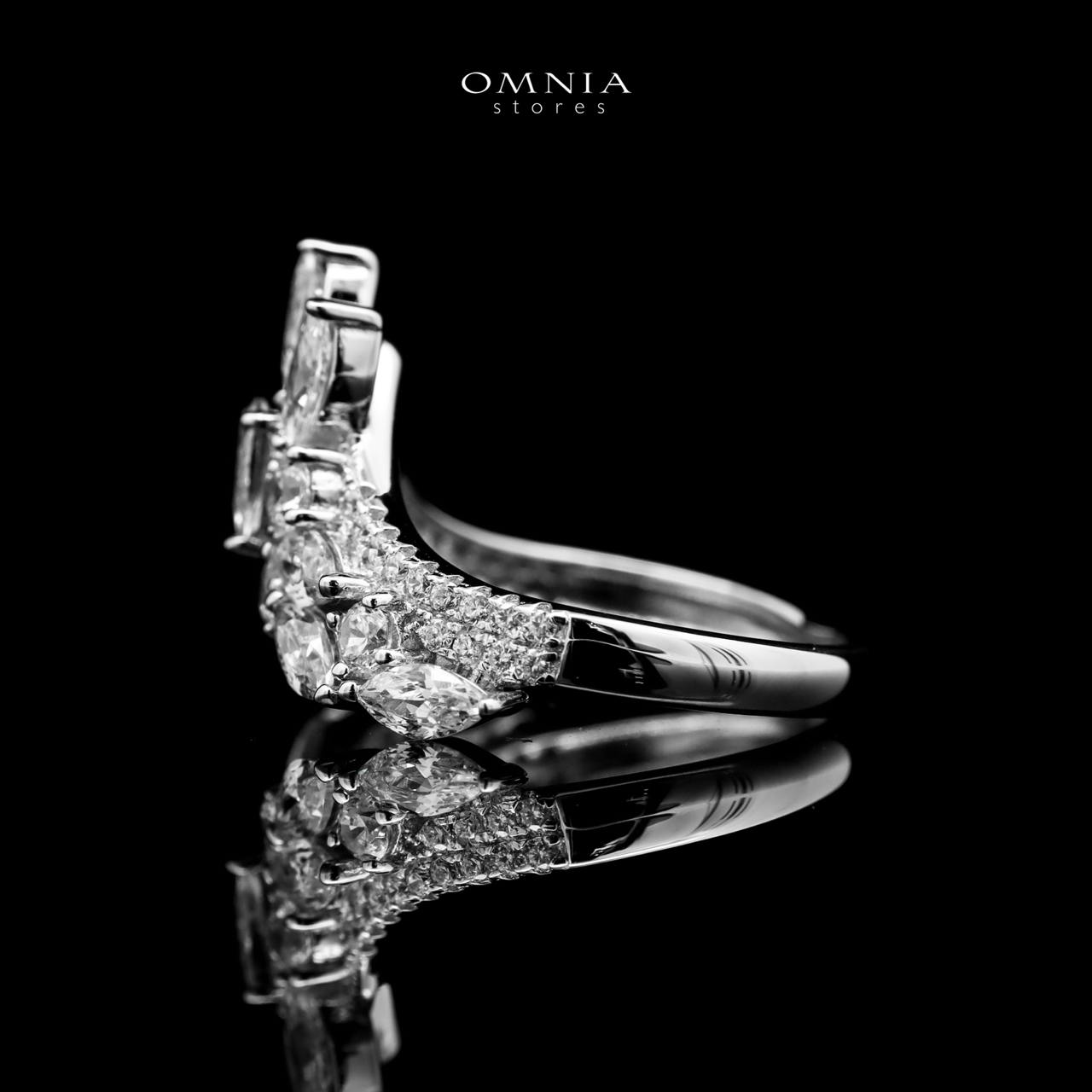 Omnia Amalina Silver Ring in 925 Silver with High Quality White Simulated Diamonds Stones - OMNIASTORES UAE