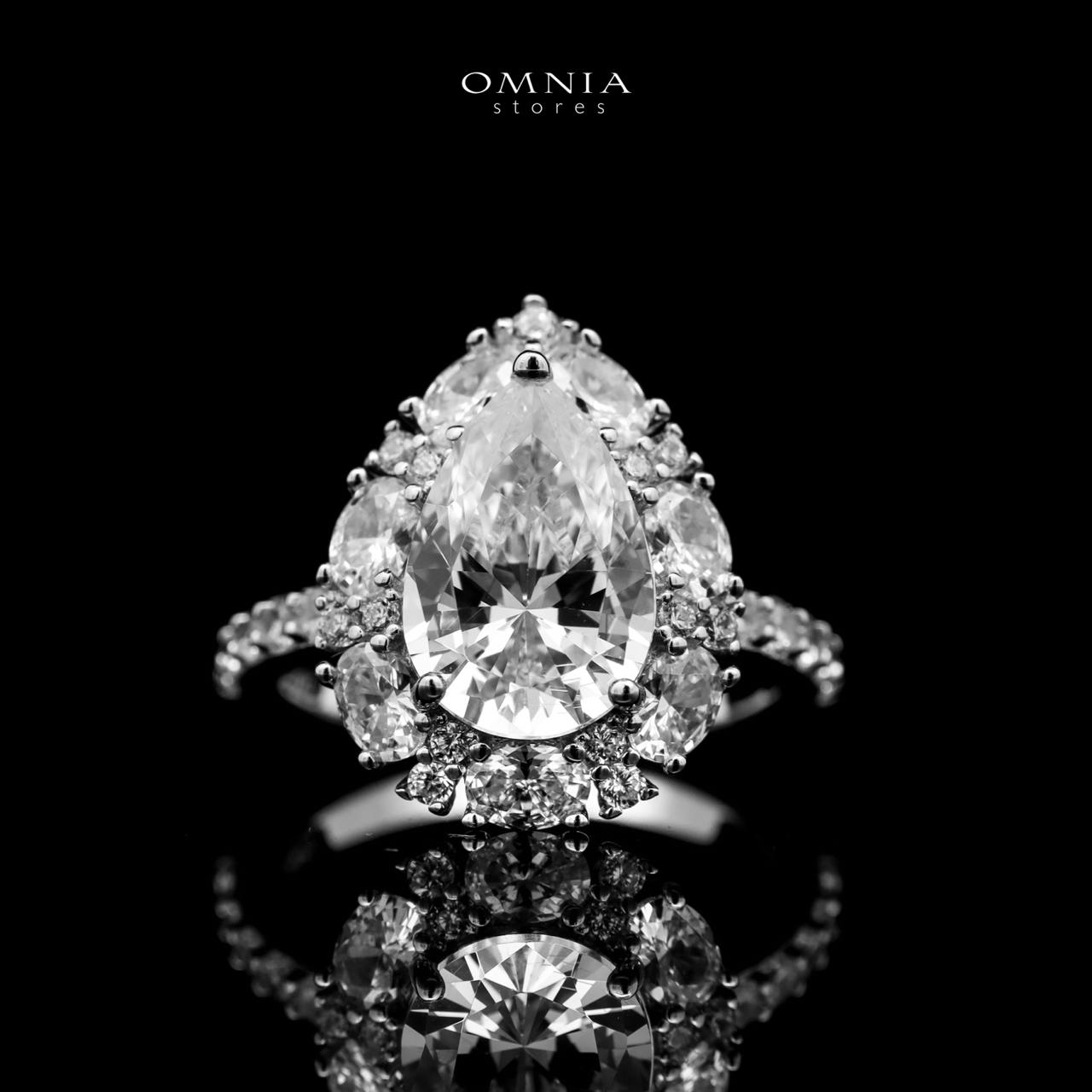 Omnia Taleeda Silver Ring in 925 Silver with High Quality White Simulated Diamonds Stones - OMNIASTORES UAE