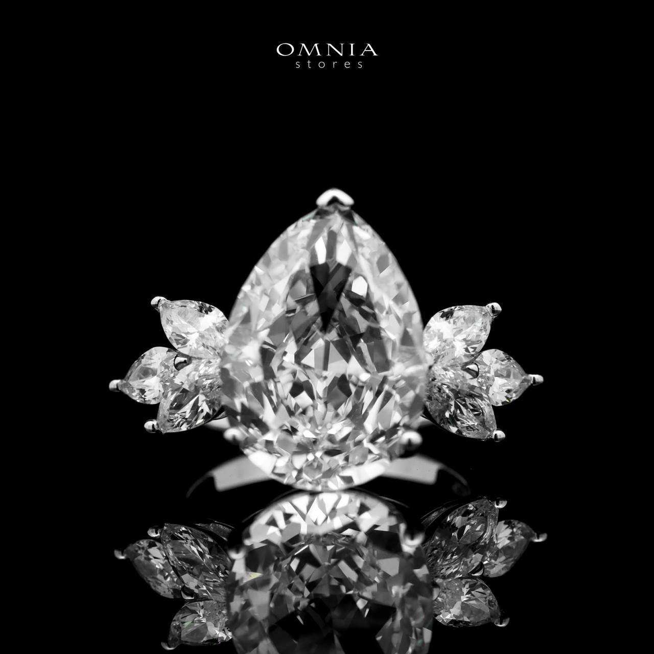Omnia Rawiah Silver Ring in 925 Silver with High Quality White Simulated Diamonds Stones - OMNIASTORES UAE