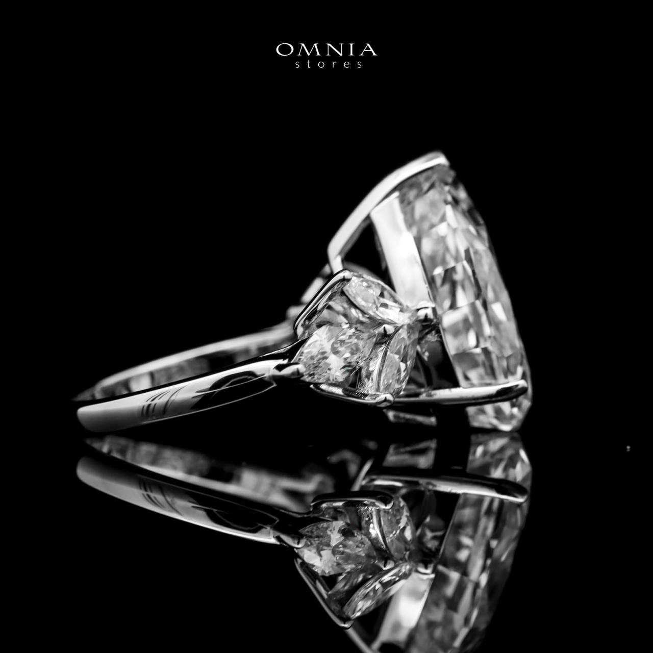 Omnia Rawiah Silver Ring in 925 Silver with High Quality White Simulated Diamonds Stones - OMNIASTORES UAE