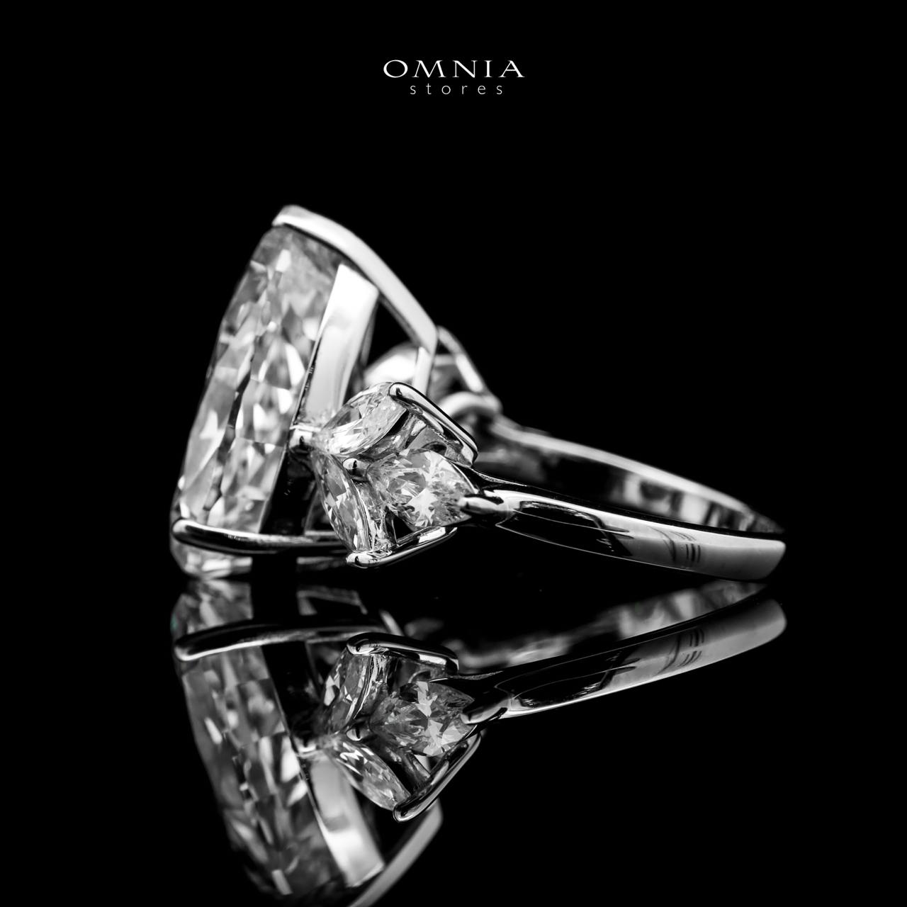 Omnia Rawiah Silver Ring in 925 Silver with High Quality White Simulated Diamonds Stones - OMNIASTORES UAE