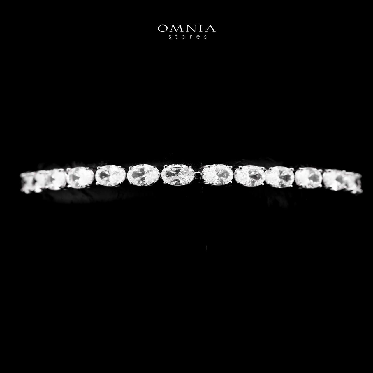 Omnia Wadiah Silver Bracelet 925 Silver in High Quality White Simulated Diamonds Stones - OMNIASTORES UAE