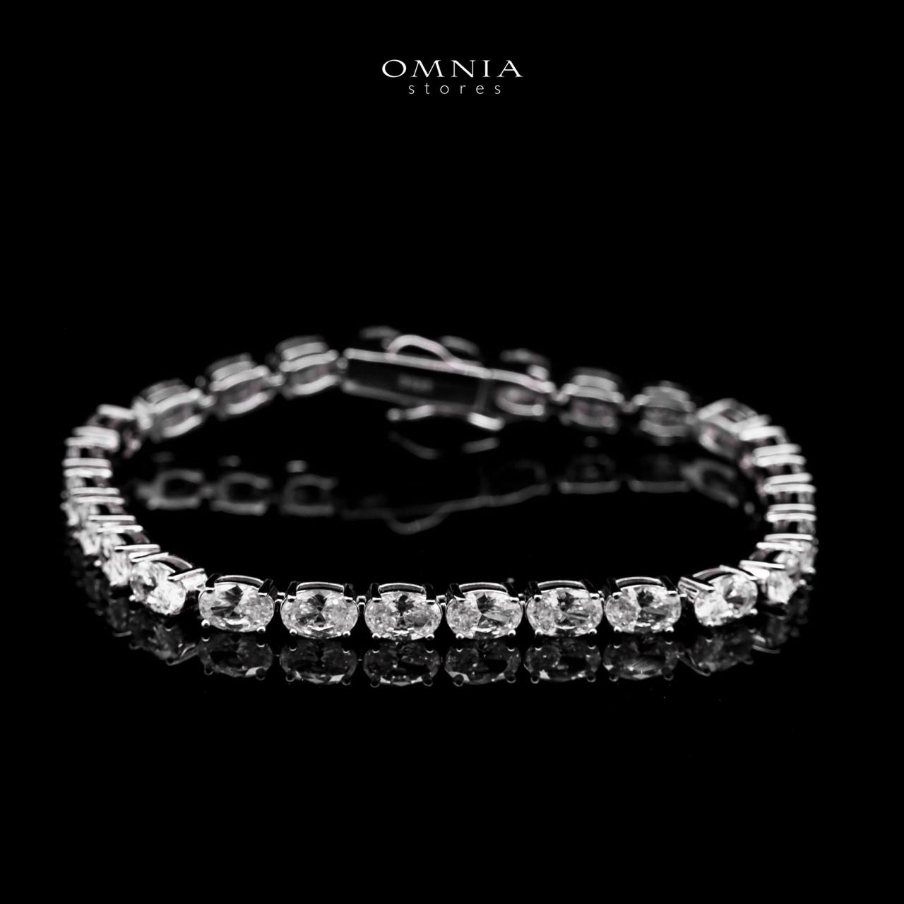 Omnia Wadiah Silver Bracelet 925 Silver in High Quality White Simulated Diamonds Stones - OMNIASTORES UAE