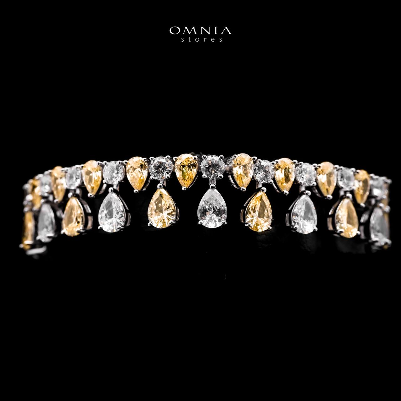 Omnia Asil Bracelet 925 Silver in High Quality Yellow and White Simulated Diamonds Stones - OMNIASTORES UAE