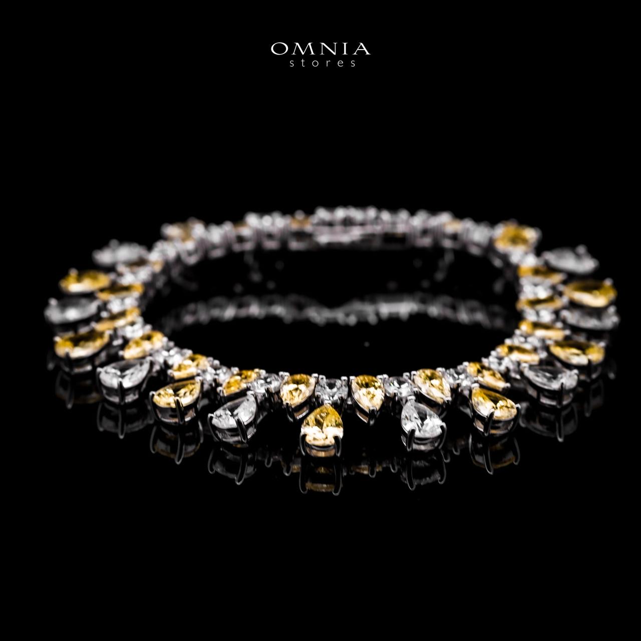 Omnia Asil Bracelet 925 Silver in High Quality Yellow and White Simulated Diamonds Stones - OMNIASTORES UAE