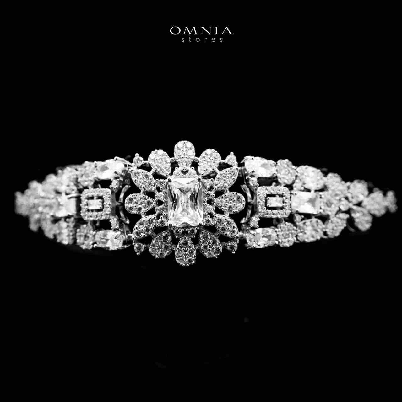 Omnia Emily Bridal Full Set in High Quality Zircon Stone Rhodium Plated - OMNIASTORES UAE