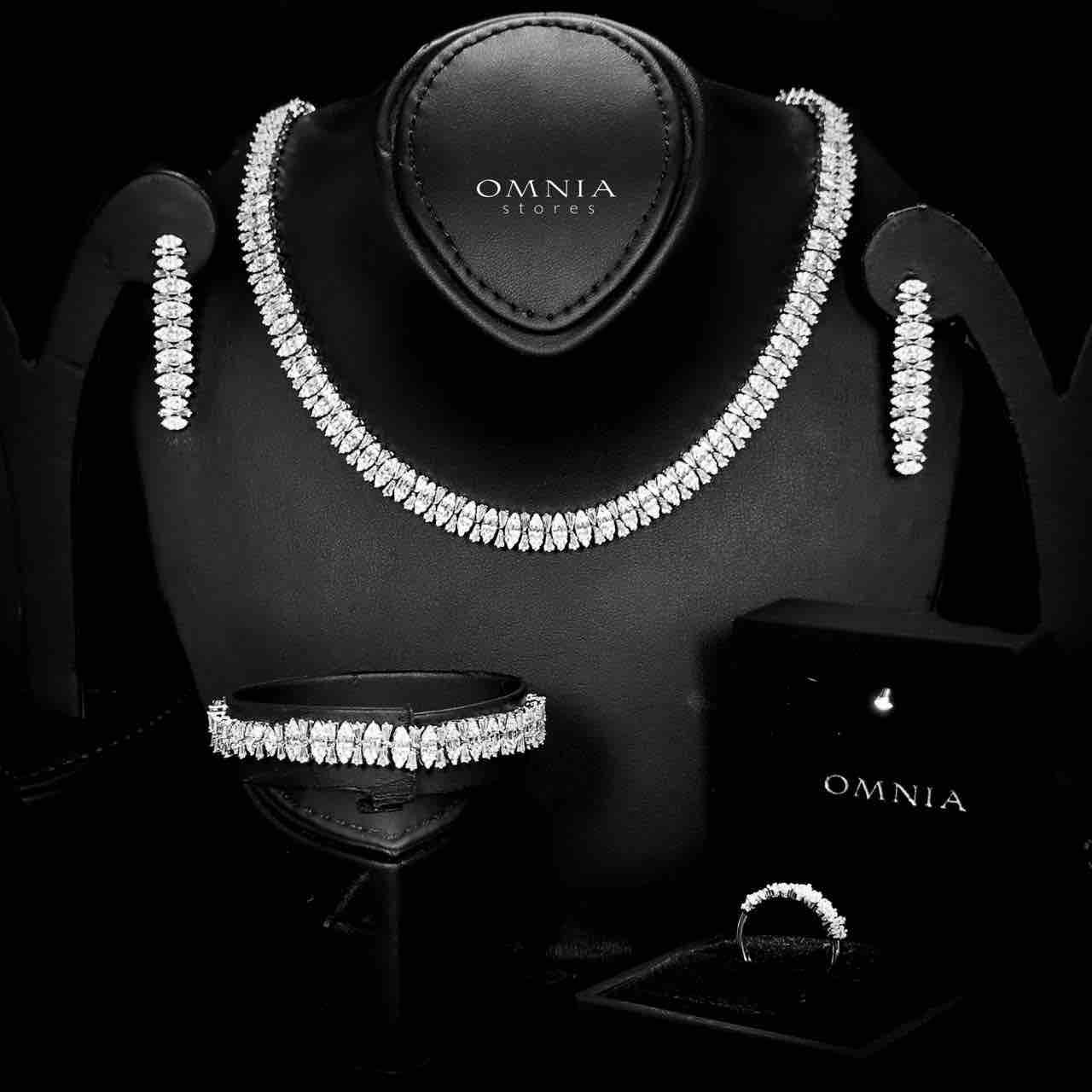 Omnia Manahil Bridal Full Set in High Quality Zircon Stone Rhodium Plated - OMNIASTORES UAE