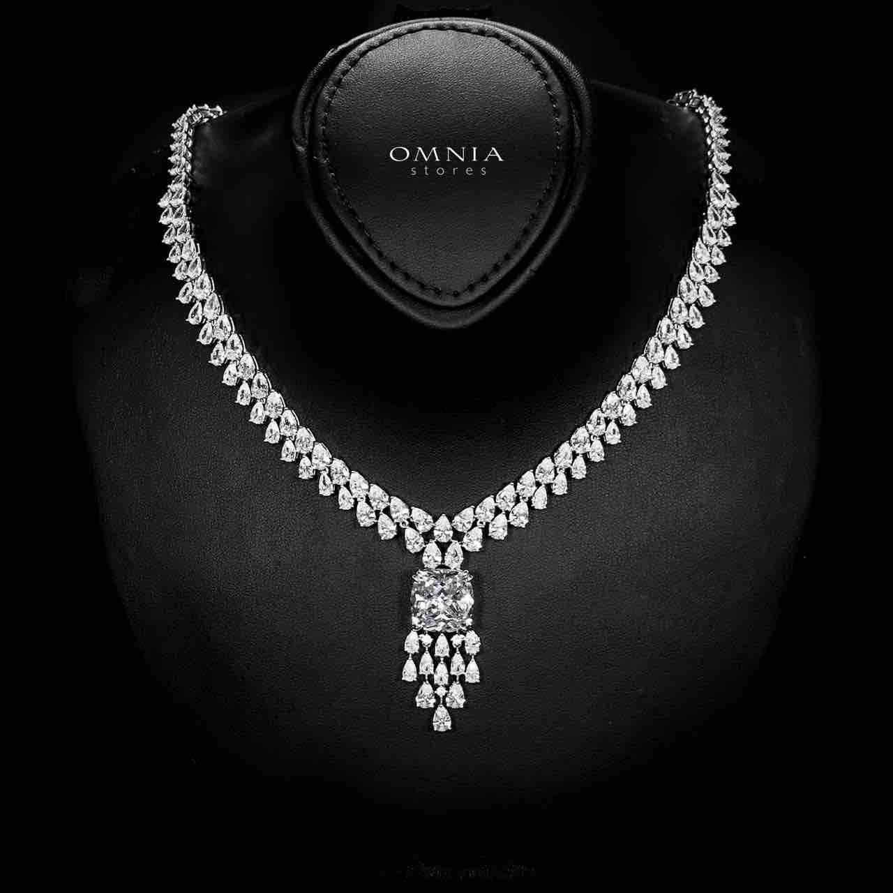 Omnia Nazaha Bridal Full Set in Rhodium Plated with High Quality White Zircon Stones - OMNIASTORES UAE