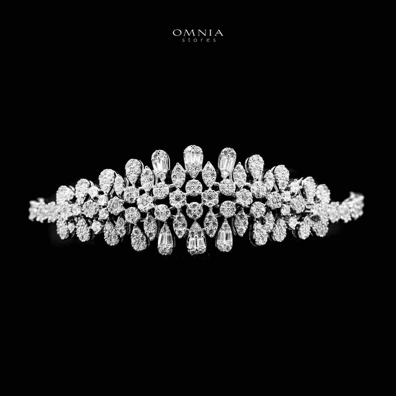 Omnia Taybah White Luxury Bridal Set In Rhodium Plated with High Quality Zircon Stones