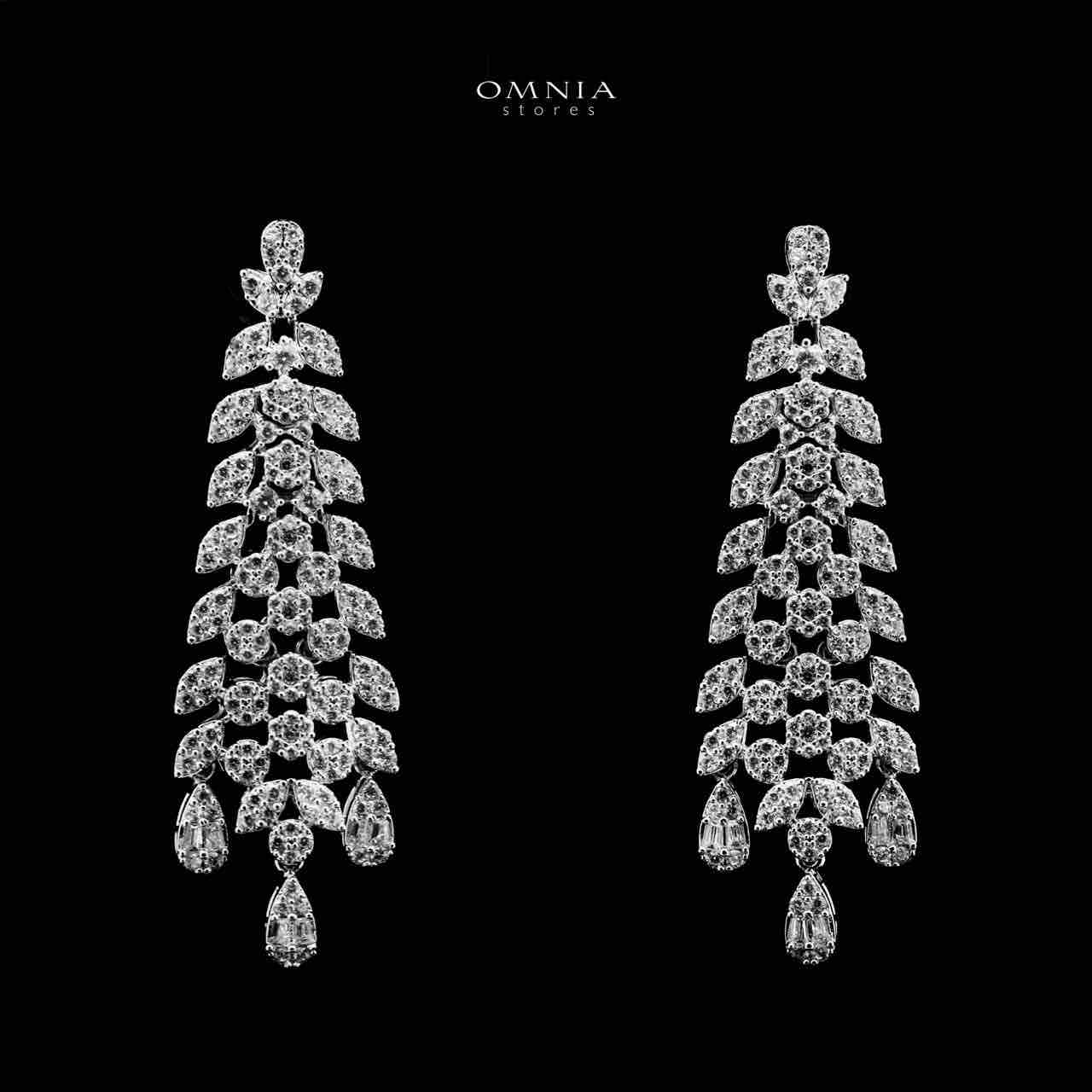Omnia Taybah White Luxury Bridal Set In Rhodium Plated with High Quality Zircon Stones