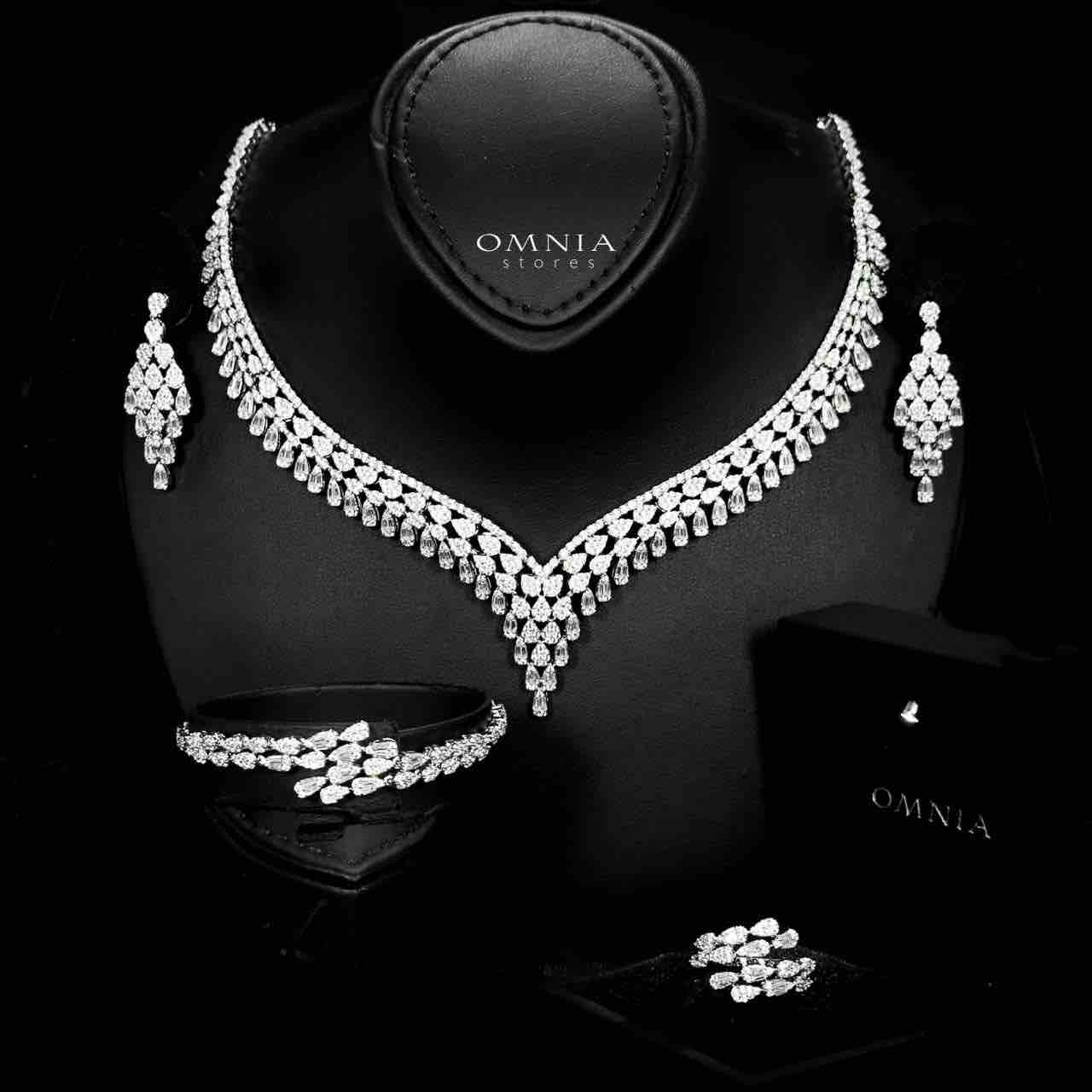Omnia Dalilah White Bridal Set In Rhodium Plated with High Quality Zircon Stones - OMNIASTORES UAE
