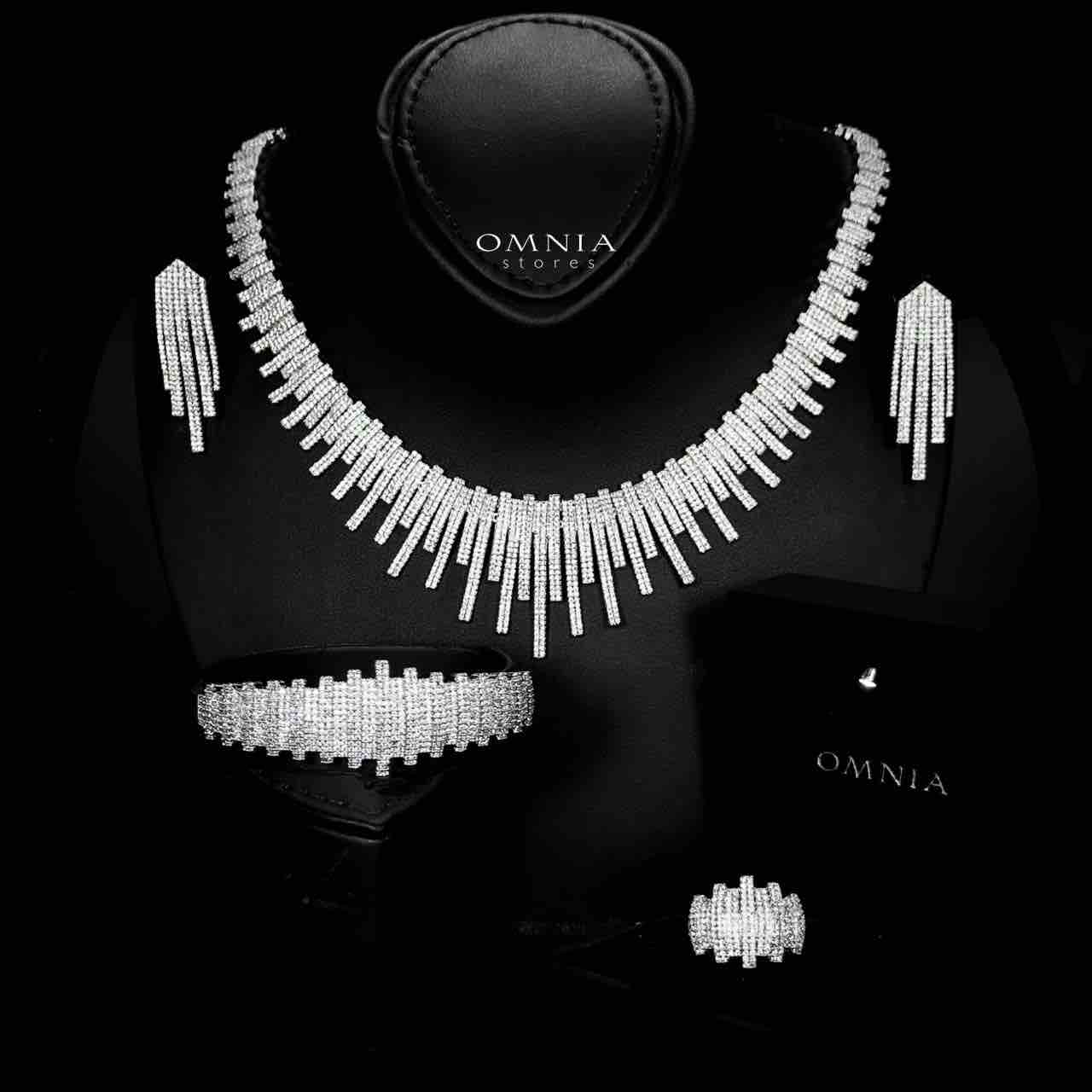 Omnia Ashley Bridal Full Set Accessories High Quality Zircon Stone in Rhodium Plated - OMNIASTORES UAE