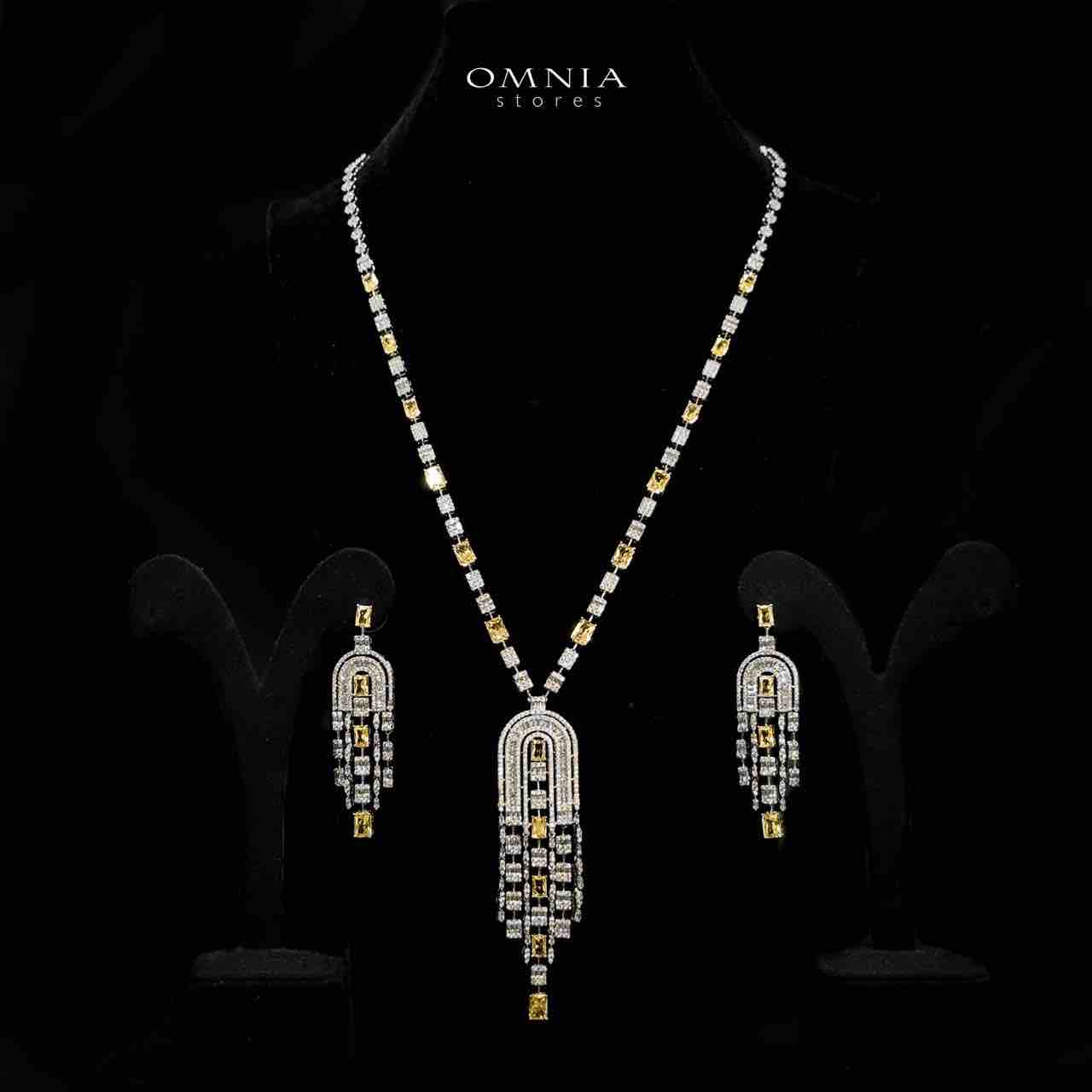 Omnia Jane Yellow Bridal Set in High Quality Zircon Stone in Rhodium Plated - OMNIASTORES UAE