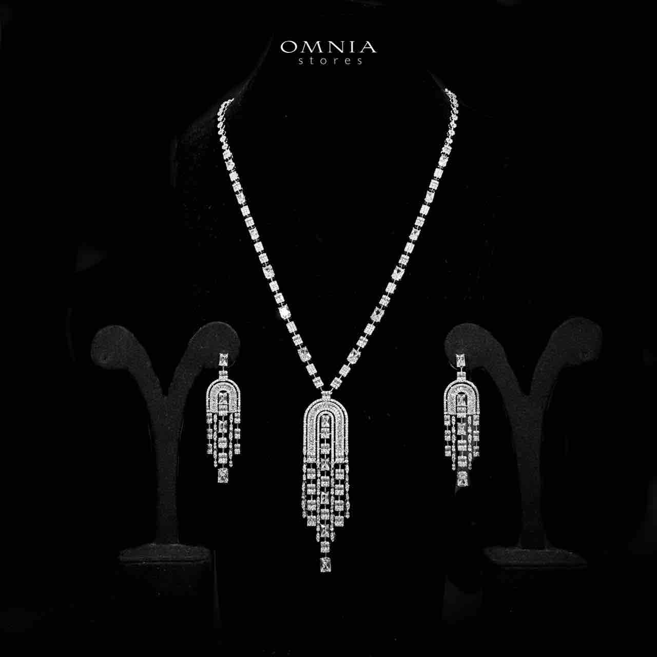 Omnia Jane White Bridal Set in High Quality Zircon Stone in Rhodium Plated - OMNIASTORES UAE