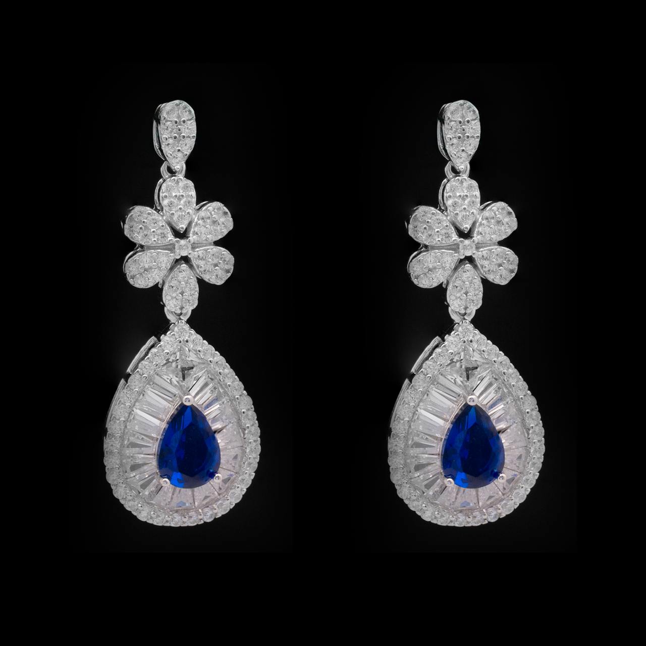 Omnia Sophia Blue Teardrop Bridal Full Set in 925 Silver with High Quality Simulated Diamonds - OMNIASTORES UAE