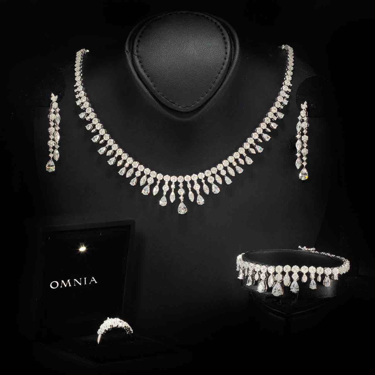 Omnia Syla White Bridal Full Set in 925 Silver with High Quality Simulated Diamonds - OMNIASTORES UAE