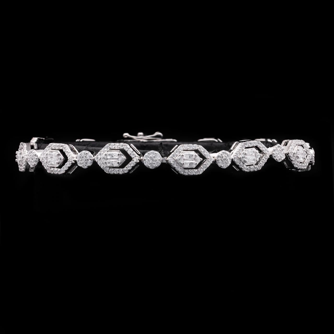 Omnia Rabab White Bracelet in 925 Silver with High Quality Simulated Diamonds - OMNIASTORES UAE