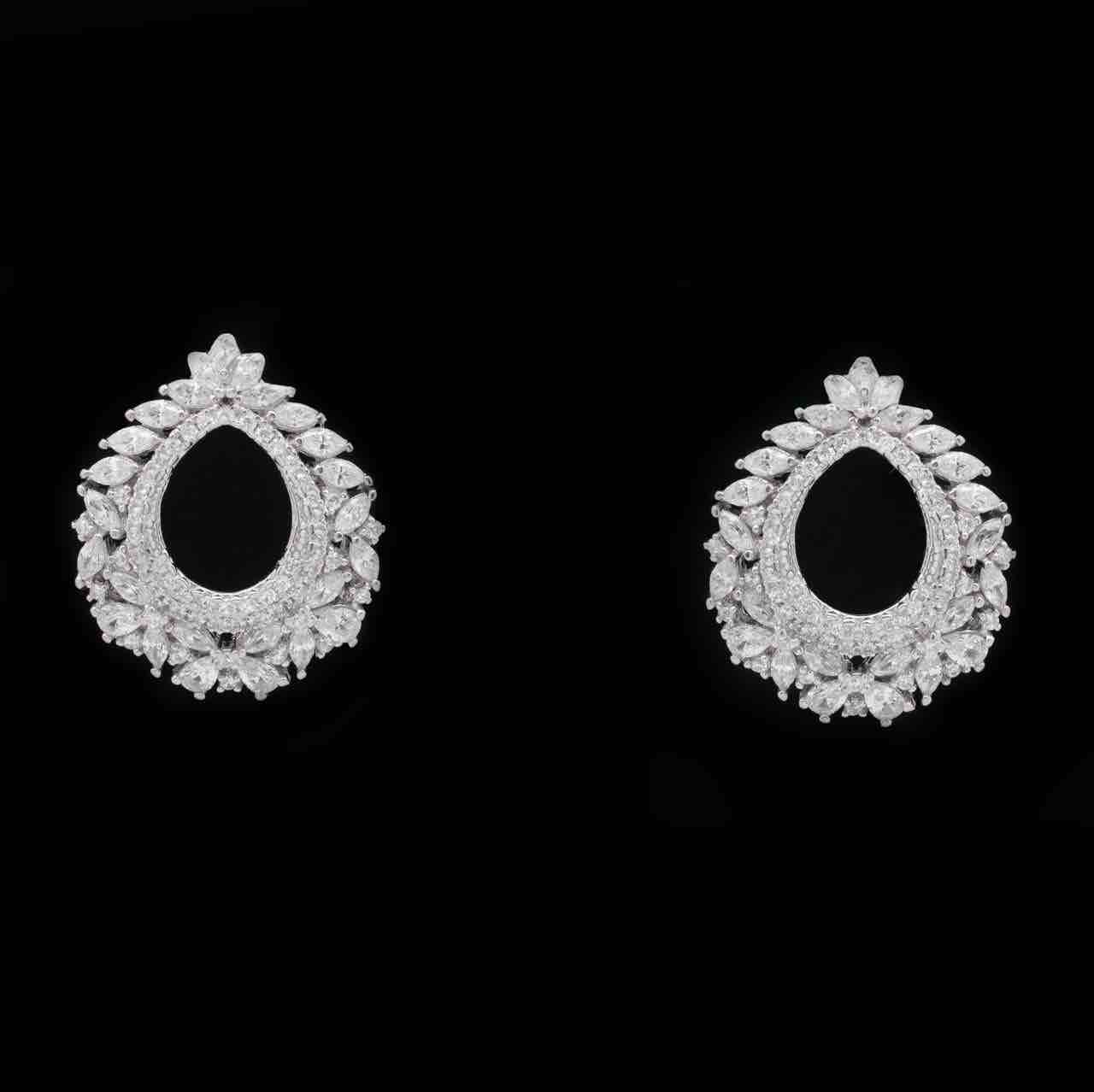 Omnia Samirah White Necklace, Earrings and Ring Set in 925 Silver with High Quality Simulated Diamonds - OMNIASTORES UAE