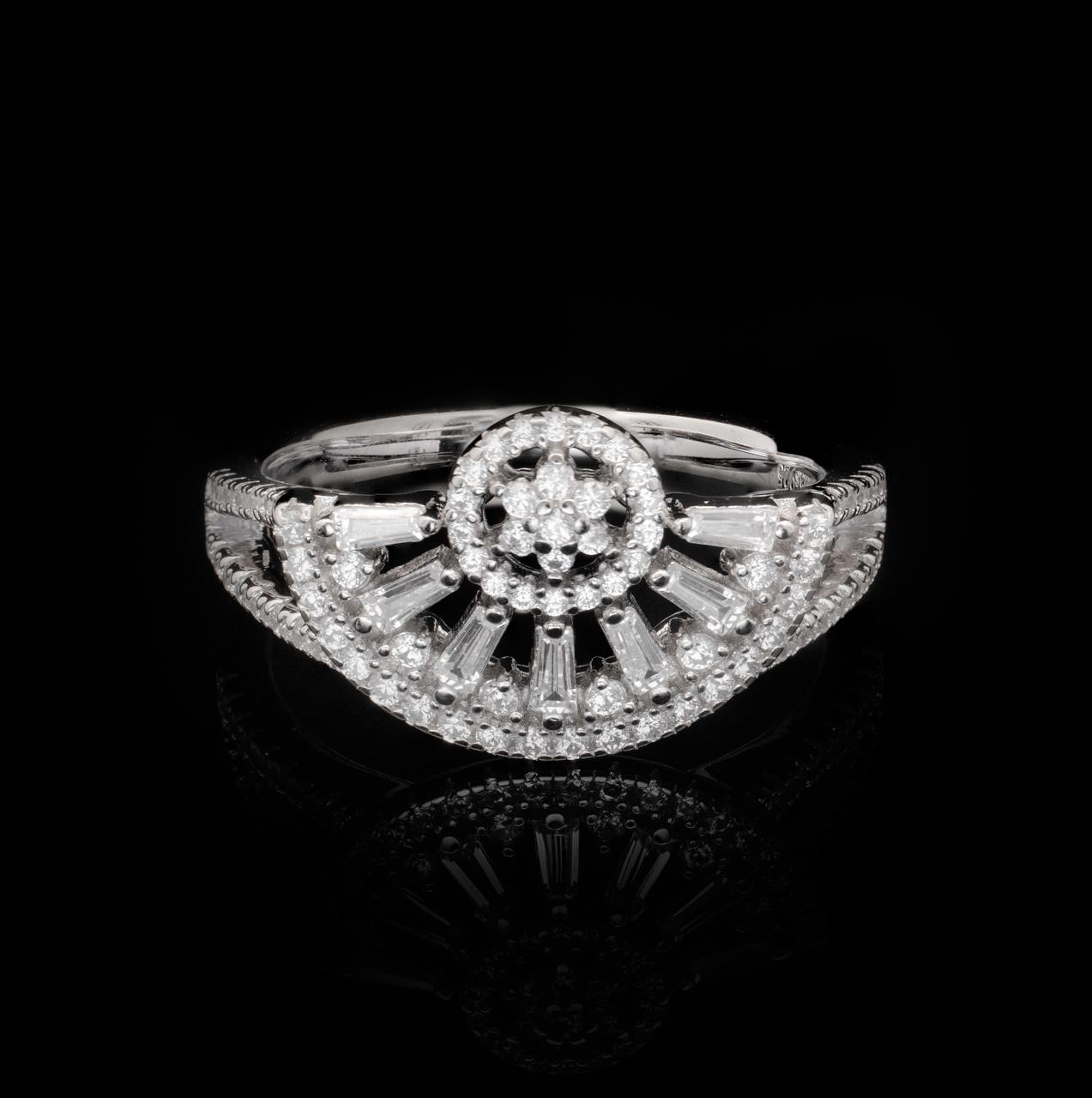 Omnia Mahrukh White Necklace, Earrings and Ring Set in 925 Silver with High Quality Simulated Diamonds - OMNIASTORES UAE