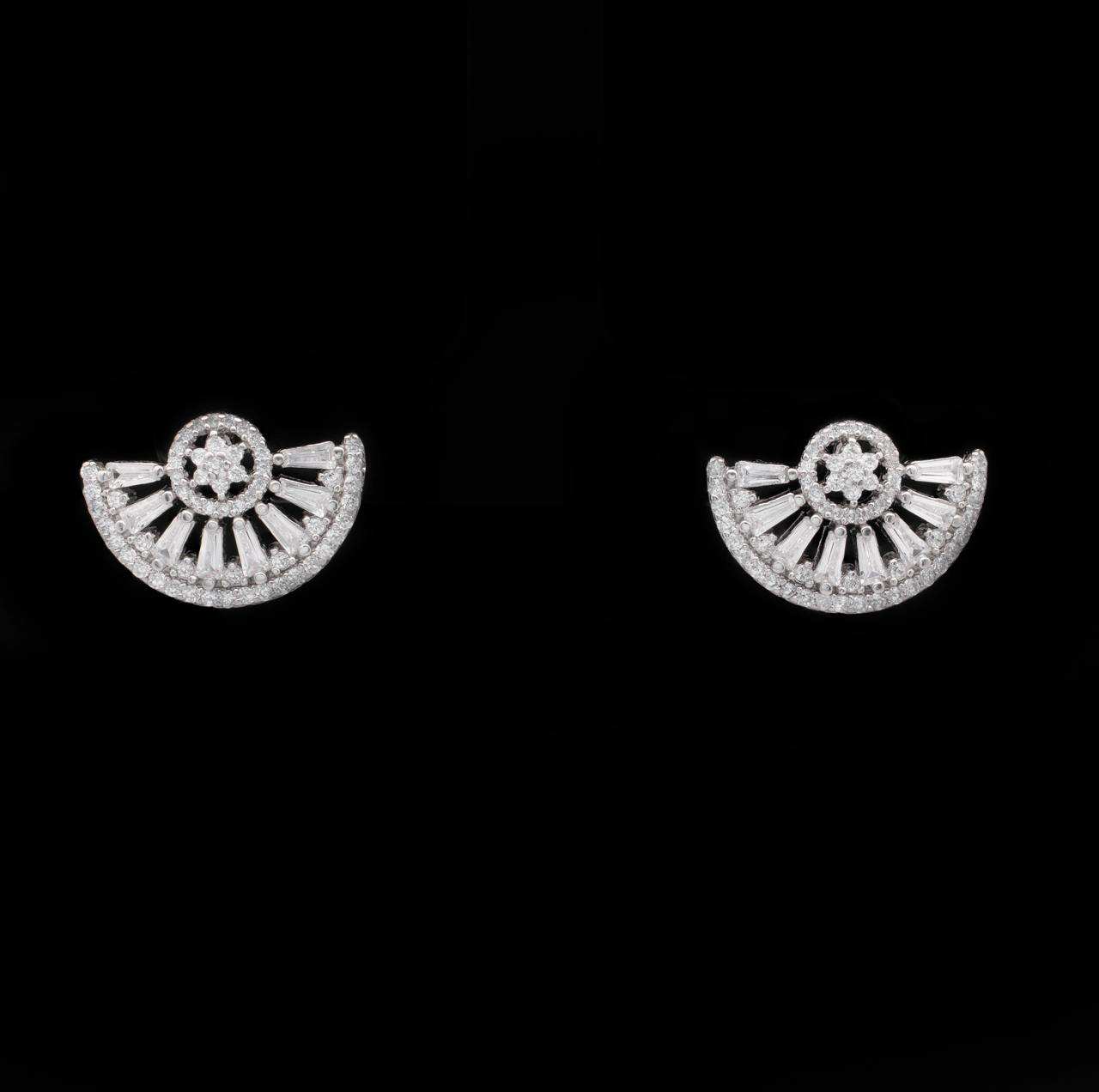 Omnia Mahrukh White Necklace, Earrings and Ring Set in 925 Silver with High Quality Simulated Diamonds - OMNIASTORES UAE