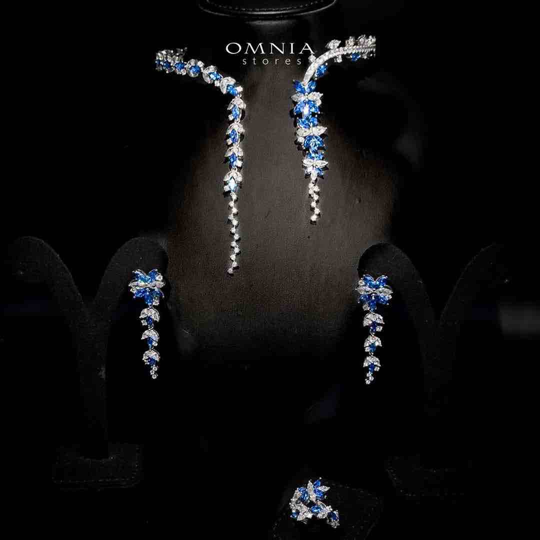 Omnia Abla Blue Bridal Set in 925 Silver with Marquise and Pear-Cut High-Quality Simulated Diamonds - OMNIASTORES UAE