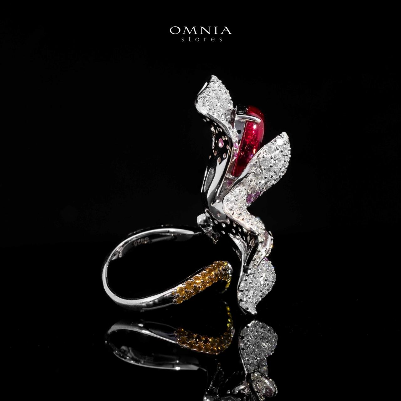 Omnia Lily Flower Ring With Pink And Red Stones with High Quality Simulated Diamonds - OMNIASTORES UAE