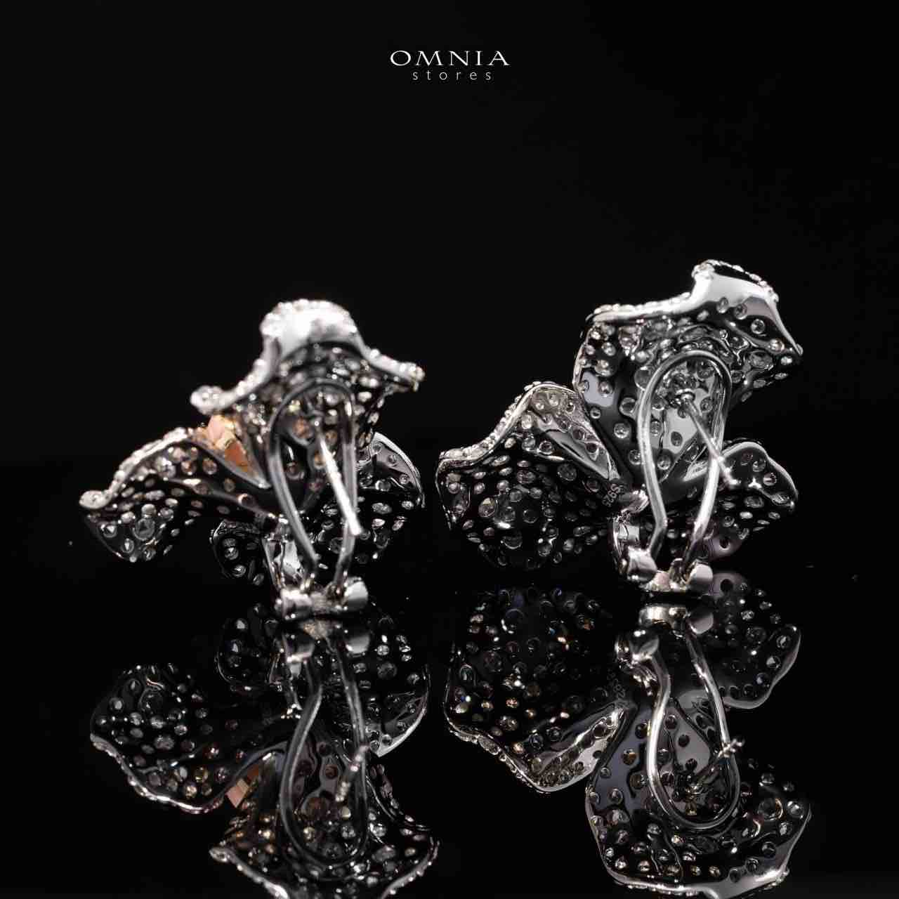 Omnia Lubaina Pink Coral Flower Earrings in 925 Silver Accessories High Quality Simulated Diamonds - OMNIASTORES UAE