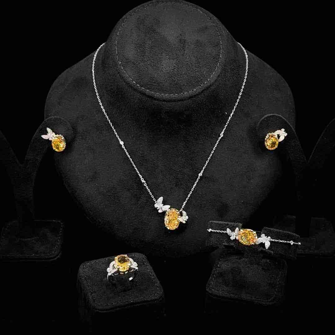 Omnia Maysun Yellow Full Set In 925 Silver High Quality Simulated Diamonds
