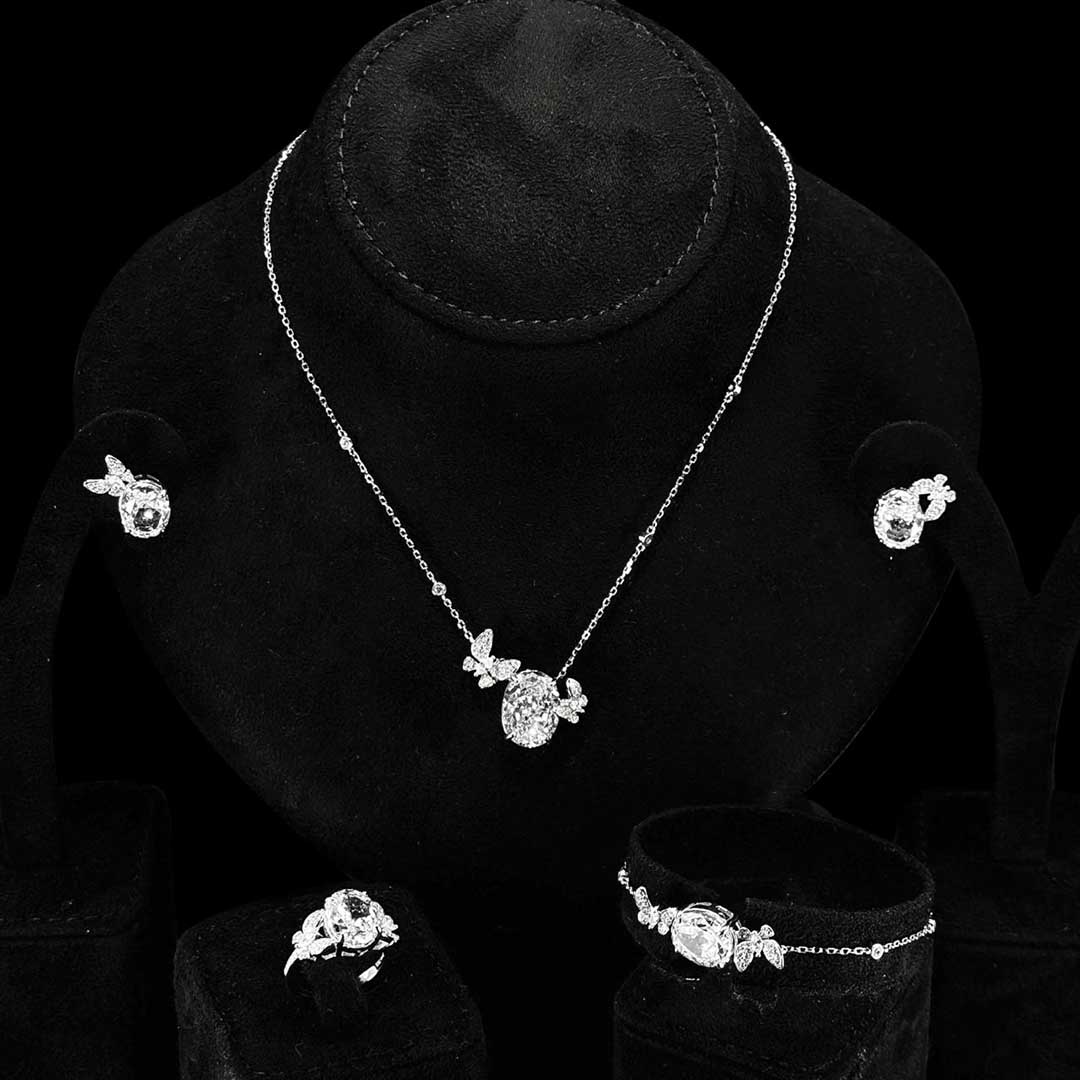 Omnia Maysun White Full Set In 925 Silver High Quality Simulated Diamonds