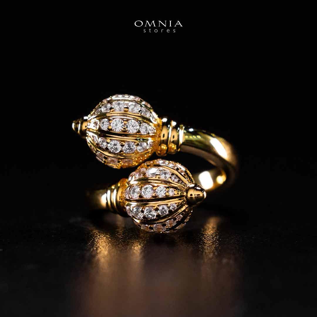 Omnia Rafah Golden Ring In 925 Silver High Quality Certified Lab Crafted Stones - OMNIASTORES UAE