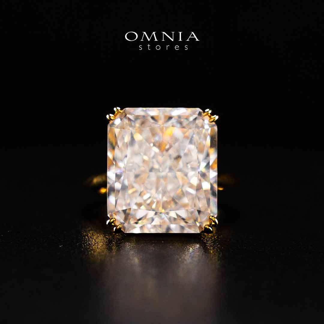 Omnia Zarmina Gold Ring In 925 Silver High Quality Certified Lab Crafted Cushion Cut Stones 9Ct