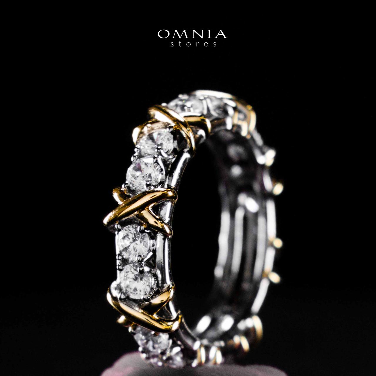 Omnia Aasima White and Glod Ring In 925 Silver High Quality Certified Lab Crafted Stones