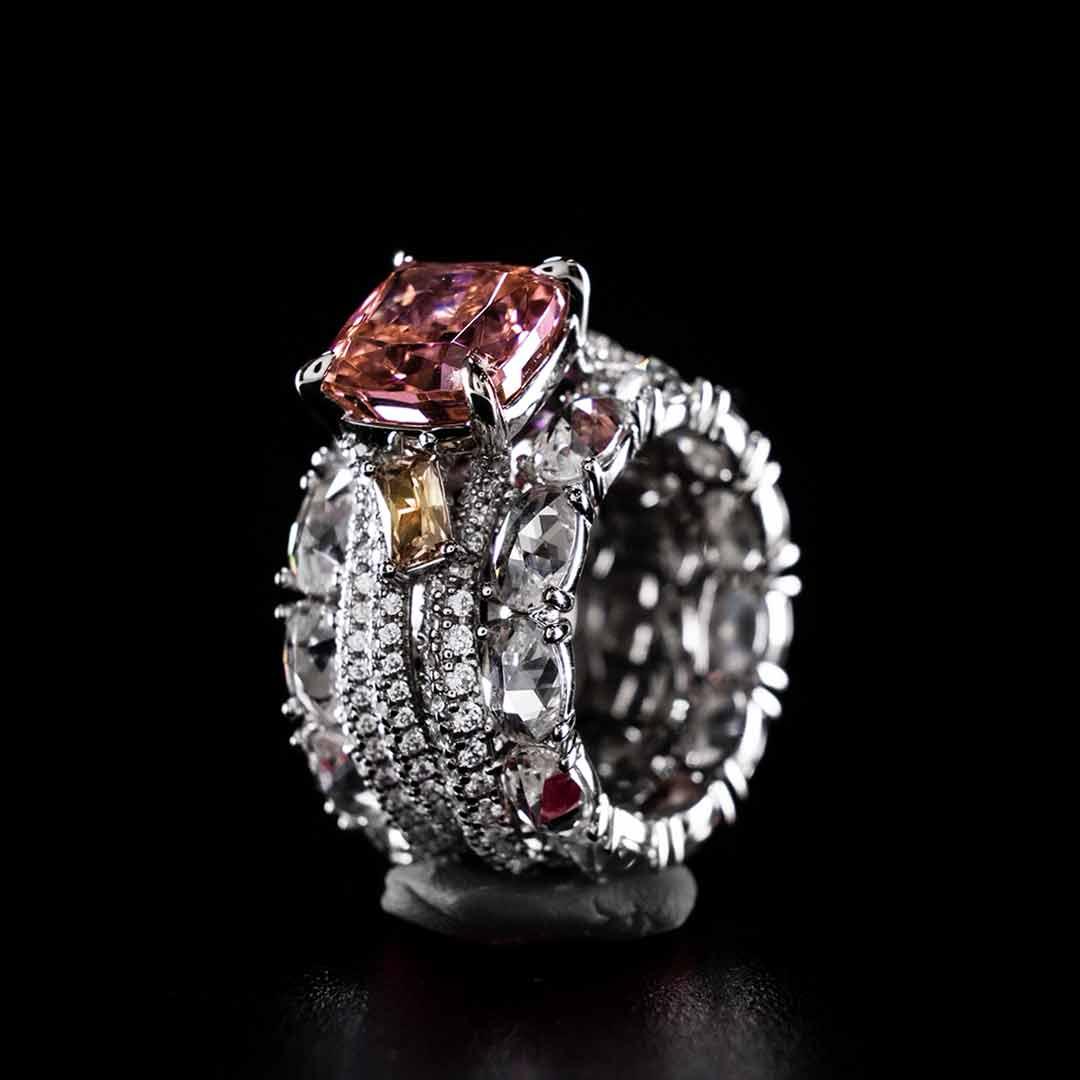 Omnia Zareefa White Ring In 925 Silver High Quality Certified Lab Crafted Stones