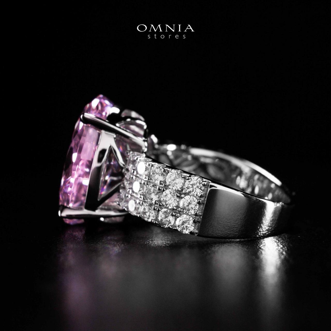 Omnia Aaliah White and Pueple Ring In 925 Silver High Quality Certified Lab Crafted Stones