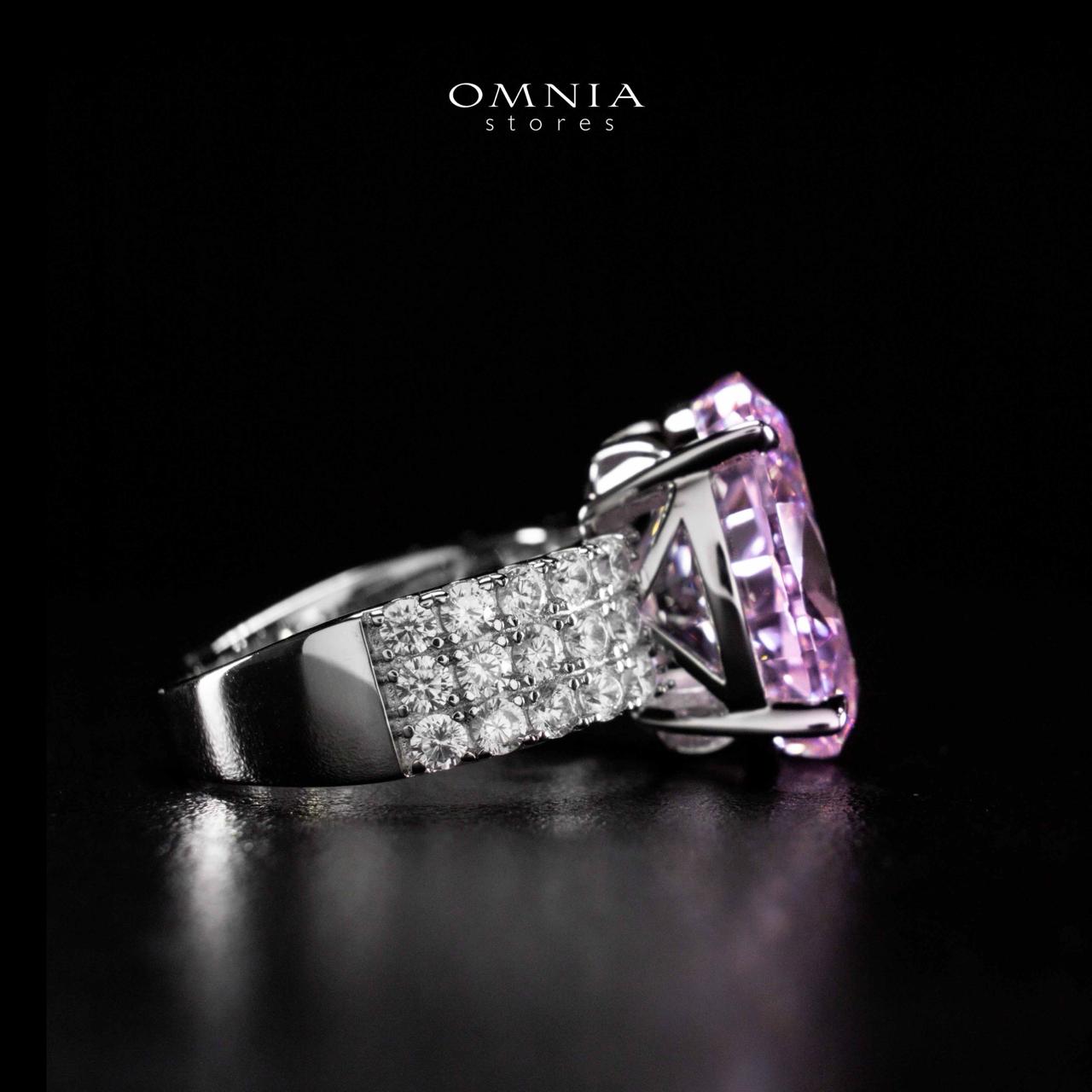 Omnia Aaliah White and Pueple Ring In 925 Silver High Quality Certified Lab Crafted Stones