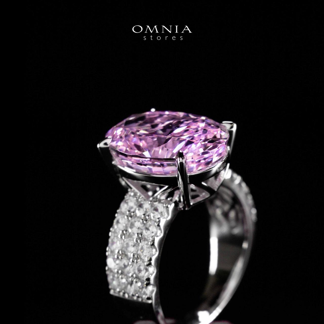 Omnia Aaliah White and Pueple Ring In 925 Silver High Quality Certified Lab Crafted Stones