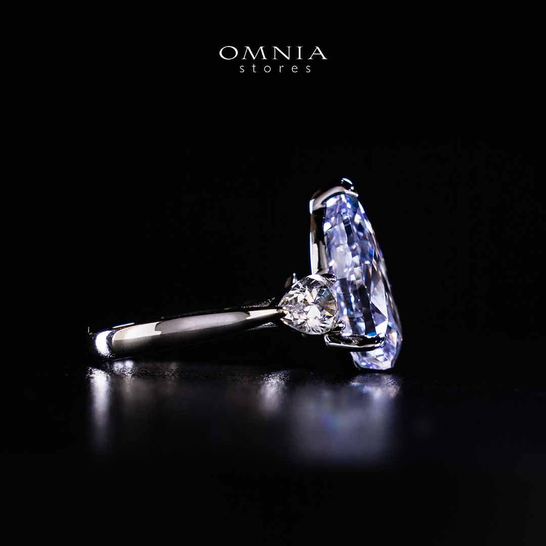 Omnia Nadira Light Purple and White Silver Ring In 925 Silver High Quality Certified Lab Crafted Stones